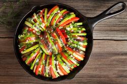 The image for DEMONSTRATION CHEF LISA'S, CAST IRON SKILLET RATATOUILLE, HASSELBACK POTATOES